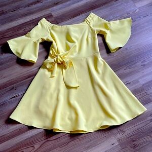 This Girl Fit and Flare dress Butter Yellow Tie Waist Size S Above knee Cocktail